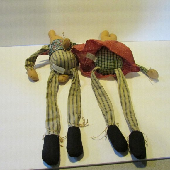 vtg Overly-Raker bunny rabbit couple shelf sitter Easter Bunkin countrycore - Picture 8 of 10